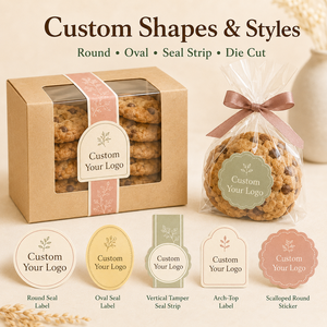 Etiquetas Adhesivas Personalizadas con Logotipo para Cajas de Galletas, con Diseño Botánico en Tonos Neutros - Product Image 3