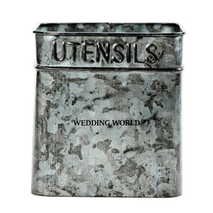 Porte-ustensiles galvanisé Porte-ustensiles de bonne qualité, fait à la main, en forme de rectangle Porte-ustensiles de créateur - Product Image 1