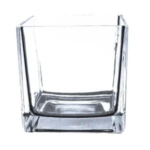 VCB0004A - Everyday Clear <b>Cube</b> Glass Candle Holder / Vase - 4" - Product Image 1