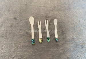 ENSEMBLE de cuillère en nacre, cuillère à caviar, couteau, fourchette taille 10cm fait main Vietnam - Product Image 2