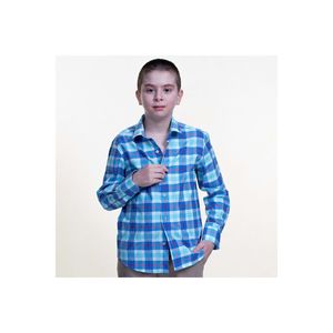 Chemise Enfant à Carreaux Bleu et Rouge à Manches Longues - Product Image 1