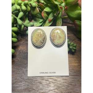 Peggy Skeets Royston Turquoise <b>Sterling</b> <b>Silver</b> Bezel Set <b>Stud</b> <b>Earrings</b> - Product Image 1