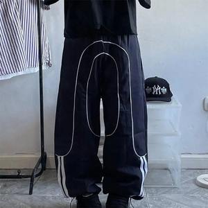 High Quality Anti-Wrinkle Windproof Custom Streetwear Jogger Cargo Sweatpants Stripe Track Pants Men - Product Image 1