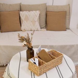 Cestas de almacenamiento de la mejor calidad, almacenamiento tejido a mano, organizador multifuncional de 3 secciones de Jacinto para estantes, cestas de mimbre - Product Image 3