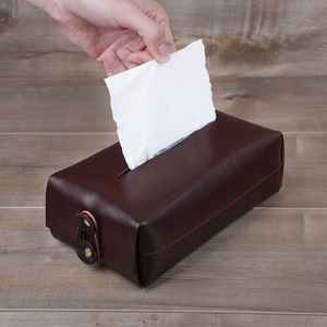 Cubierta de Caja de Pañuelos de Cuero Personalizada, Elegante Soporte Rectangular para Caja de Pañuelos de Hotel con Fondo Desmontable Gratuito para Baño y Dormitorio - Product Image 4