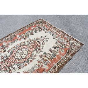 พรมขนสัตว์6.2ft สีเบจสีน้ำตาลคลาสสิกขนาด5.6 x ดีไซน์แบบเย็บปะติดปะต่อกันแบบตุรกีสำหรับห้องนั่งเล่นห้องนอนห้องโถงทำจากยางทรงสี่เหลี่ยม - Product Image 5