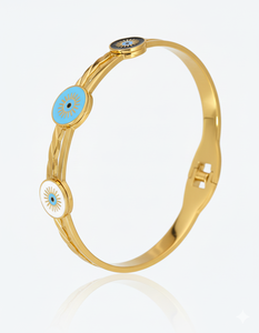 Pulsera de Acero Inoxidable con Ojo Turco y Circonitas, Multicolor, 2.6 Pulgadas, 12g, para Uso Diario, Venta al Por Mayor - Product Image 5