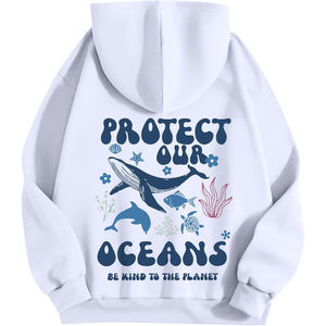 เสื้อฮู้ดดี้พิมพ์ลายนูน 3 มิติ คุณภาพสูง แบบยูนิเซ็กซ์ ผลิตตามแบบ OEM สำหรับผู้หญิง ผ้าฝ้ายทรงโอเวอร์ไซส์ พิมพ์ลายแบบรีดร้อน - Product Image 2