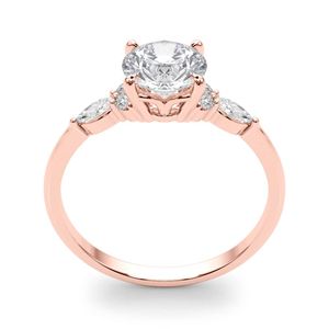 Anillo de compromiso Moissanite 7 Stone Rose Gold Prong Setting de corte redondo para mujer - Product Image 2