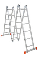Échelle pliante multifonctionnelle en alliage d'aluminium, style européen, 4x4 marches, hauteur extensible 15 pieds, charge 150 kg, pour entrepôt