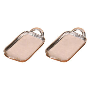 Plateau de service rectangulaire élégant en acier inoxydable martelé argenté, centre de table décoratif, vaisselle moderne pour la cuisine - Product Image 5