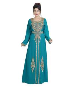 Robe marocaine islamique caftan plage fantaisie moderne étage longueur manches longues pour les femmes - Product Image 4