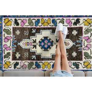 Alfombra Turca con Medallón Azul: Patrón Étnico, Alfombra Impresa Lavable a Máquina, Alfombra de Chenilla - Product Image 3