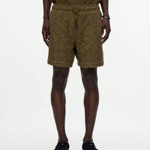 Short en coton personnalisé décontracté pour hommes, motif solide, nouvelle qualité, poids lourd, éponge française, cordon de serrage moyen, respirant 100% coton - Product Image 1