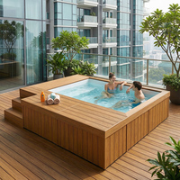 Piscine hors sol préfabriquée en fibre de verre résistante aux UV, petite piscine combinée pour la famille, pour jardin, avec équipement complet.