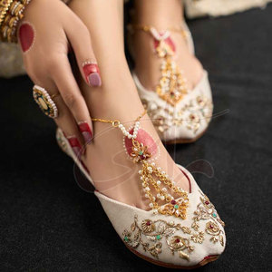 New Arrival Best Selling Women <b>Khussa</b> Velvet Anti-Slippery Handmade Genuine Leather Outsole Fashion Design All Seasons Use - Product Image 3