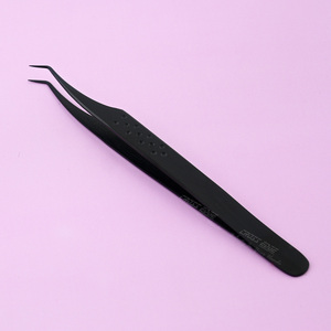 Nouvelle pince à épiler d'extension de cils Fine Slim Pince à épiler incurvée S Tip Diamond grip Volume russe Pince à épiler à pointe pointue pour les cils volumineux - Product Image 4