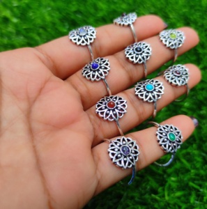 La Mayoría de tendencias, venta al por mayor, anillos de moda, mezcla de piedras preciosas naturales, joyería de plata de ley chapada en oro rosa resistente al agua para fiestas - Product Image 3