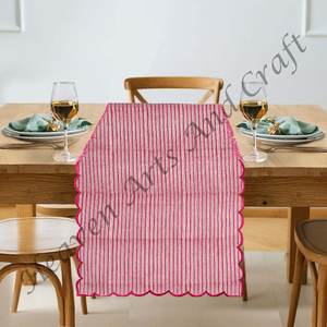 100% algodón puro indio bloque de mano estampado bordado borde camino de mesa diseño Floral para granja boda decoración del hogar - Product Image 5