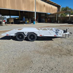 Remolque Utilitario de Aluminio de 7x14 pies con Plataforma Plana, Rampa y Barandas Laterales, Remolque de Carga de Doble Eje, Carga Útil Máxima de 1001-2000 kg - Product Image 1
