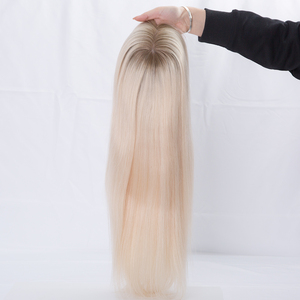 Parrucca in <span class=keywords><strong>Capelli</strong></span> Umani Vergini 100% Biondo Platino Ultra con Base in Seta, Effetto Realistico, Lunga e Leggera, Densità 130%, Senza Colla - Product Image 4