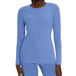 Chemisier médical pour femme de haute qualité, manches longues, en jersey tricoté Spandex/Polyester, pour usage hospitalier, couleurs et logo personnalisables, sans coutures - Product Image 1