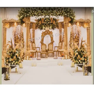 Gujarati Ceremonia DE BODA Triveni Mandap Configuración Maharani Decoración DE BODA Kalyanam Triple Pole Mandap Trending South Wedding Mandap - Product Image 1
