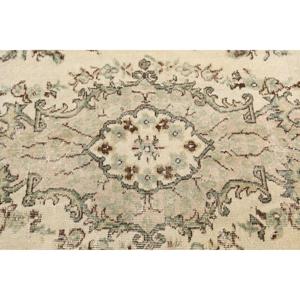 5.1x8.9 ft Large Turkish Vintage Rug, <b>Brown</b> Patchwork <b>Wool</b> Rug - Product Image 5