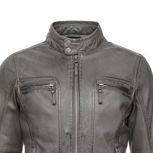 Veste élégante en cuir de couleur unie pour hommes Vêtements d'hiver décontractés de haute qualité avec col montant Veste d'extérieur pour hommes à la mode - Product Image 4