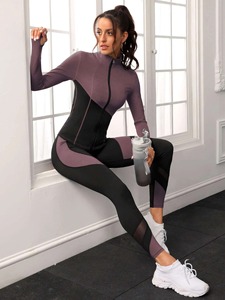 Women's Fitness Tracksuit Set Long Sleeve Zipper Jacket Jogger <b>Pants</b> Quick Dry Breathable Gym Wear OEM Wholesale - Product Image 2