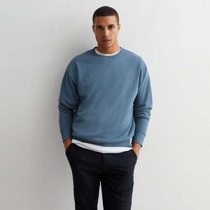 2025 personalizado hombres cuello redondo de gran tamaño peso pesado francés Terry algodón lavado ácido desteñido Vintage recortado Boxy sudadera desgastada - Product Image 1