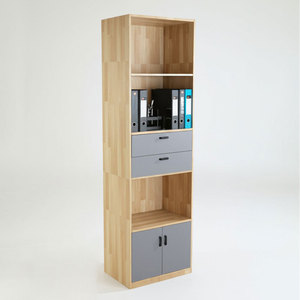 Armoire de classement multifonctionnelle minimaliste en bois naturel avec tiroirs et compartiments 60x40x220cm pour bureau, entrepôt, salle de sport, école, hôtel, hôpital - Product Image 1