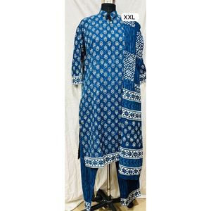 Salwar Kameez en coton brodé et imprimé, coupe droite longue, avec dupatta, tenue ethnique pakistanaise et indienne décontractée - Product Image 1