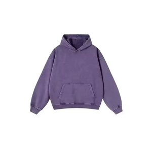 <b>Vintage</b> Men's 340g 100% Cotton Eco-Friendly Breathable Windproof Winter <b>Sweatshirt</b> Hood Washed Style Solid Cross-Border Uniform - Product Image 5