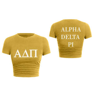 Top Trend Alpha Delta Pi Unisex Crop Top de alta calidad a cuadros ecológicos personalizado 220 gramos camiseta con letras griegas - Product Image 2