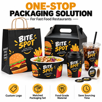 Boîte en papier personnalisée de qualité alimentaire recyclable en gros avec poignée pour poulet frit, fast-food, hamburgers, frites