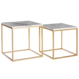 Table basse élégante carrée en marbre noir avec cadre en métal de style industriel pour meubles de salon - Product Image 5