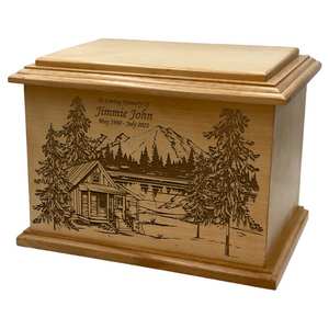 Urna Funeraria de Madera Estilo Americano Personalizada para Adultos con Diseños Personalizables de Montañas para Amantes de la Naturaleza - Product Image 3