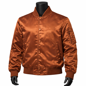 Chaqueta Satinada de Moda, Estilo Casual, Color Marrón, Lisa, Personalizable, Estilo Béisbol, del Mejor Fabricante - Product Image 1