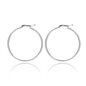 Pendientes finos clásicos de moda, pendiente de aro liso de Plata de Ley 925 para mujer y Niña - Product Image 1