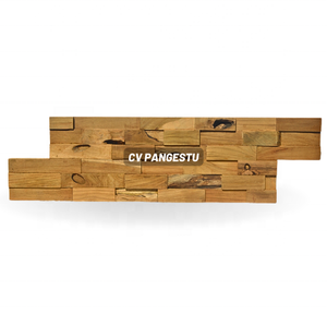 Revestimiento de Mosaico Sólido Hecho a Mano, Absorbente de Sonido 3D, de Madera de Teca Natural Geométrica Moderna para Interiores de Salas de Estar de Villas Residenciales - Product Image 1