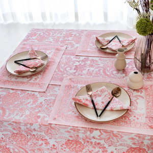 Mantel Floral de algodón con estampado de bloque de mano indio, cubierta cuadrada para mesa de comedor con servilletas, mantel personalizable - Product Image 2