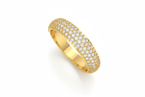 แหวนสามชั้น ดีไซน์หรูหรา ทอง 14K ประดับเพชรแท้ สำหรับผู้หญิง - Product Image 3