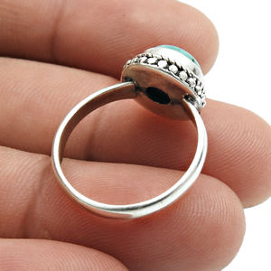 Fabuloso diseño 925 plata esterlina turquesa natural piedra preciosa forma redonda anillo diciembre piedra natal joyería mayorista proveedores - Product Image 5