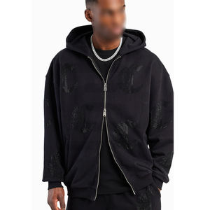 Couleur noire avec fermeture à glissière complète Haute qualité à prix raisonnable Meilleure qualité Faites vos propres survêtements en strass - Product Image 3