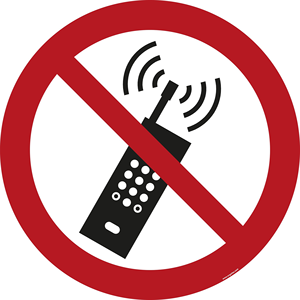 LongLife Segnale - Marcatura del pavimento, segnale identificativo autoadesivo da 600mm (Ø), Telefoni cellulari accesi vietati - - Product Image 1