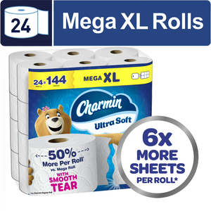 CharminN Toilet <b>Paper</b> Ultra Soft, 24 Mega XL Rolls, 2-Ply Bath <b>Tissue</b> - Product Image 3
