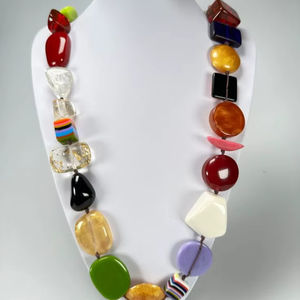 Collar de Cuentas de Resina Azul Cielo, Joyería de Moda 2026, para Mujeres y Niñas, a Precio Accesible, Artesanía en Resina - Product Image 1