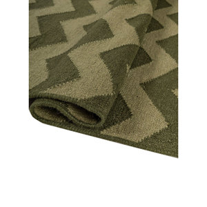 Tapis en laine tissée plate Indusbar vert, motif chevron abstrait, en jute, pour la maison, le salon, le couloir, décoration rectangulaire - Modèle Dwrm-151 - Product Image 2