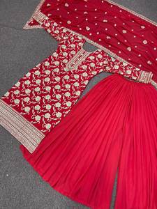 DISEÑADOR FESTIVAL ESPECIAL HEAVY FUAX GEORGETTE TOP CON DUPATTA - Product Image 6